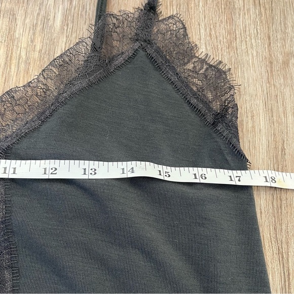 POL Lace Trim  V Neck Cami Tank Top Women’s Med Dark Feminine Grey Fairygrunge - Picture 8 of 10